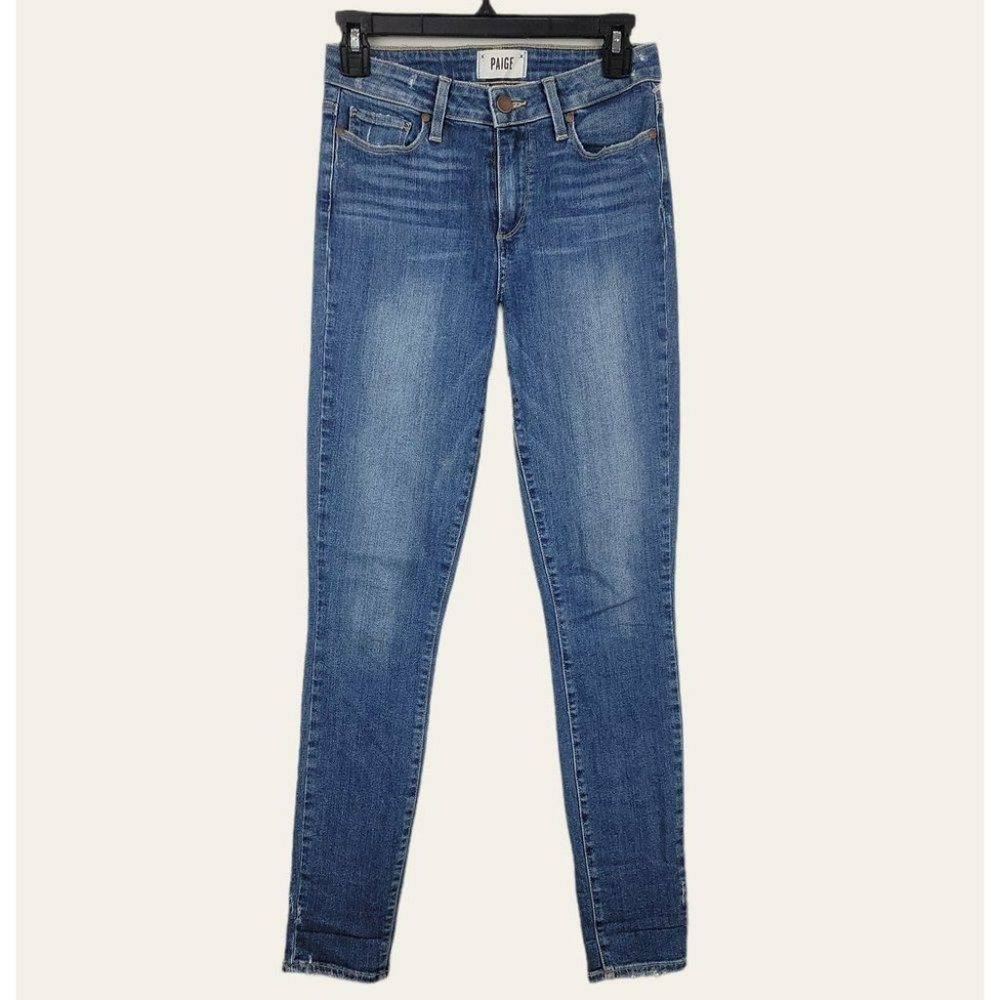 PAIGE Hoxton ULTRA SKINNY Jeans in Juneau Distressed Made in USA Size 25 Blue - Picture 6 of 12